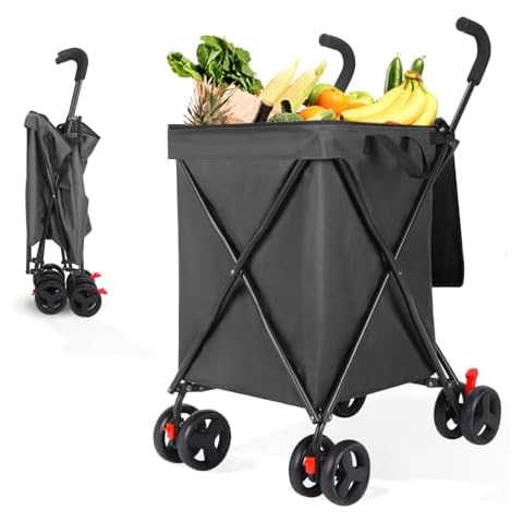 Wedyvko Multifunctional Shopping Cart, Dog Stroller for Small Dogs, Minimalist, with All-Terrain Big Wheels for Outdoor Camping Shopping Sports Garden (Black) Cover