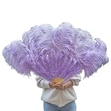Amecke 羽ファンパーティー 羽根 大きい コスプレ オーストリッチフェザーファン 大型ダチョウ羽根ファン 100cm 120cm 手持ちマラブープルームファン バーレスクダンス、コスチュームハロウィンショー小道具 (1個 60*100cm,21# ライトパープル)