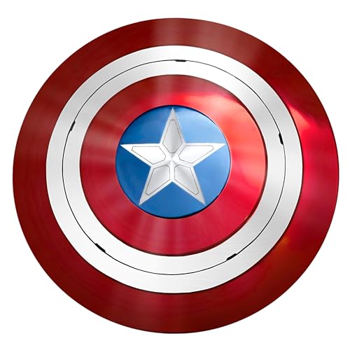 Captain Round 24 Inch America Shield Metal Replica Halloween Medieval Armor Cosplay, Theater Play Shield, LARP Combat Shield Cosplay Shield, Red Rustic Vintage Home Decor Gift. (18 Inch)