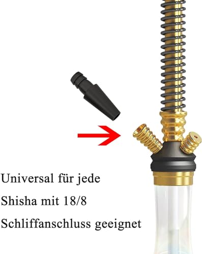 RMAN® Shisha Schlauch mit Mundstück Inkl. Knickschutzfeder Adapter universal Geeignet für Shisha 150cm Silikonschlauch Schwarz