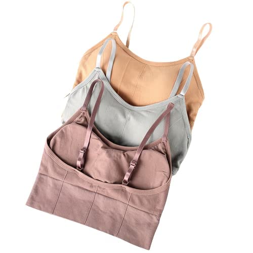 Women's Cotton Padded Wire Free Sports Bra Fitness Yoga Free Size (Pack Of 3), Size (28-32) (Pink Grey Skin)-image-4