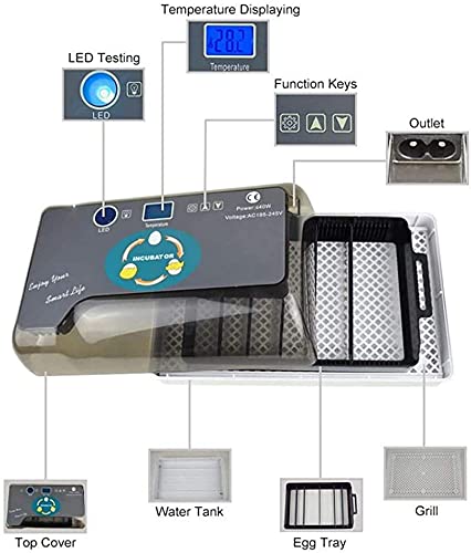 Digitale Automatische Incubators, Hatching Egg Incubator 12 Eits Incubator Machine met LED Display Poultry Hatcher voor… - Afbeelding 3
