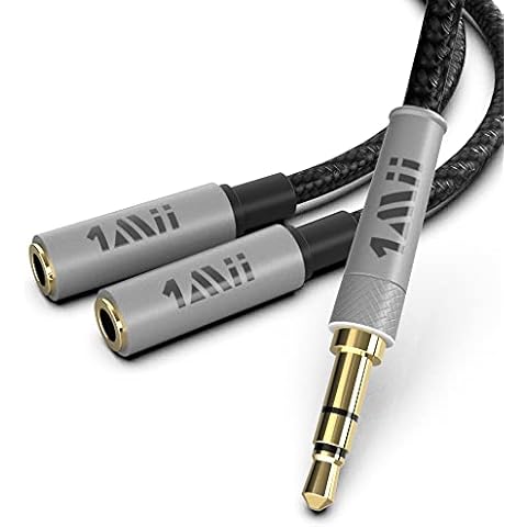 1mii Headphone Splitter 3.5mm 2 Way Splitter Audio Stereo Cable Male to 2 Female Extension Headphones Splitter Adapter Aux Stereo Cord for Home Stereos, Speaker, Smartphone, Tablet(0.3M)(No MIC) Cover