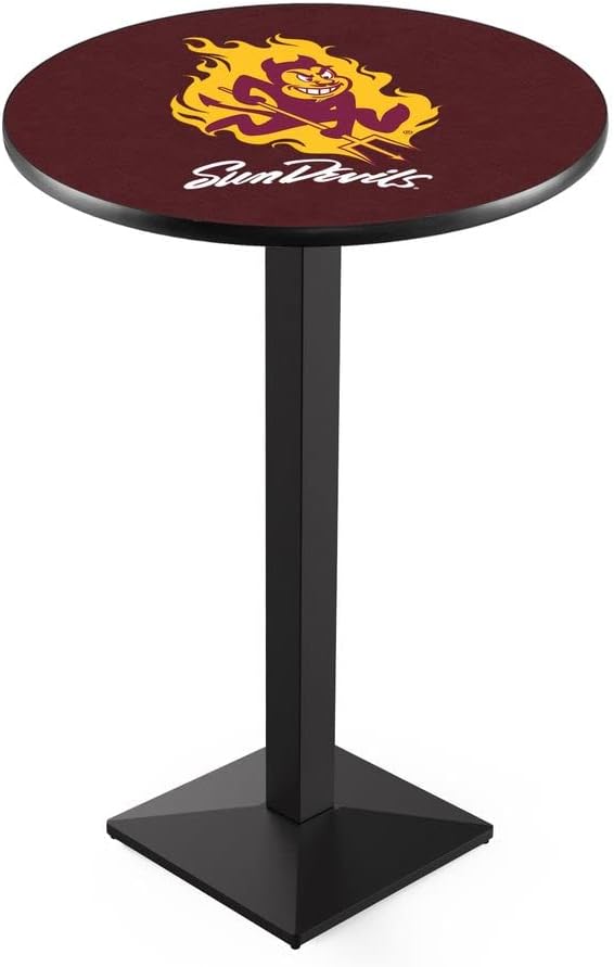 Holland Bar Stool Co. L217-36" Black Wrinkle Arizona State Pub Table with Sparky Logo with 36" Dia. top