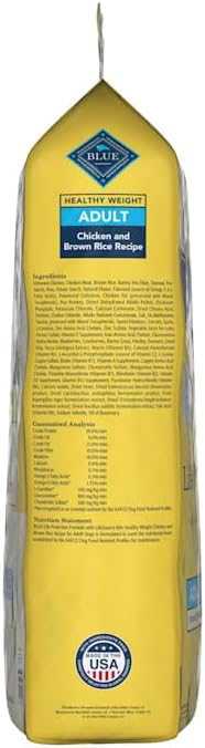 Blue Buffalo Healthy Weight Adult Dog Food Chicken & Brown Rice 30-lb Bag