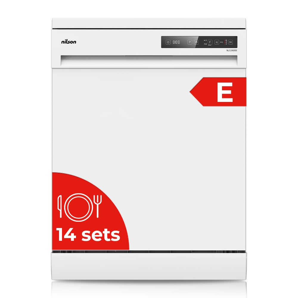 Nilson Lavavajillas 60cm Inox NJ13600EX. 1890W, 14 Cubiertos, 2 Bandejas, 6 Programas, Display LED táctil, Función Stop&Go, Eficiencia Energética Clase E — view 10