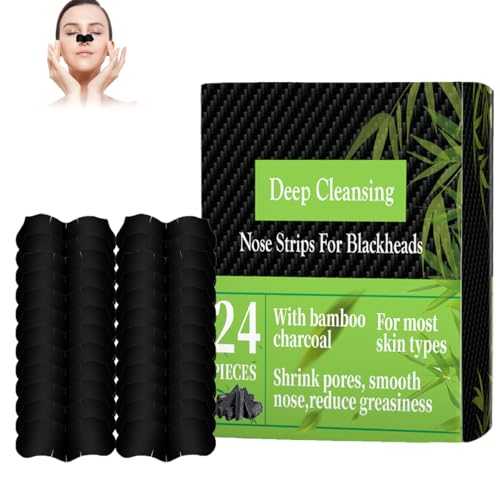 Puntos Negros Nariz,24 Piezas Tiras Puntos Negros Nariz,Tiras de Carbón para Limpieza Profunda,Elimina Puntos Negros y Reduce Poros,para Todo Tipo de Piel,Adecuadas para Hombres y Mujeres