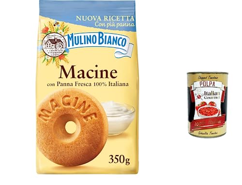 3x Mulino Bianco Macine Kekse mit 100 % italienischer Frischrahm 350 g biscuits cookies + Italian Gourmet polpa 400g