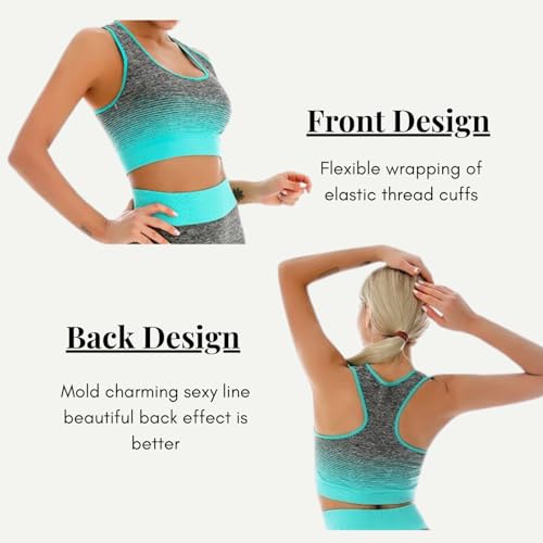 ZiaWorld Women Workout Outfits 2 Piece Set, Gym Set Seamless Ribbed Casual Comfortable Vest Short Top High Waist Leggings Sets, Sports Activewear Tracksuit Yoga Fitness Ladies Gym Wear - Image 4