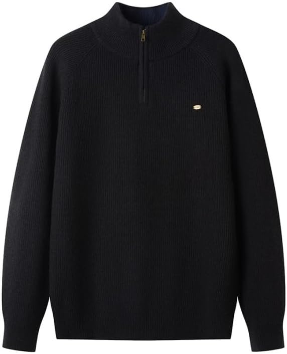 Knitted Sweater Men's Retro Winter Thick Zipper High Neck Sweaters