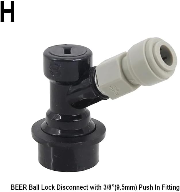 Ball Lock Gas & Beer Keg Disconnect with 8/9.5mm Push In Fitting Homebrew Draft Beer Corny Style Ball Lock Keg Dispenser(BEER 8mm)