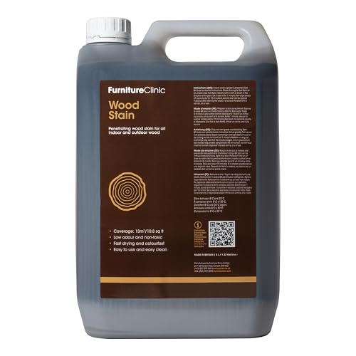 Image of Furniture Clinic Wood stain (teak) - Quick-drying, highly concentrated and easy to apply wood stain for all types of wood indoors and outdoors - Water-based and non-toxic - 5 l