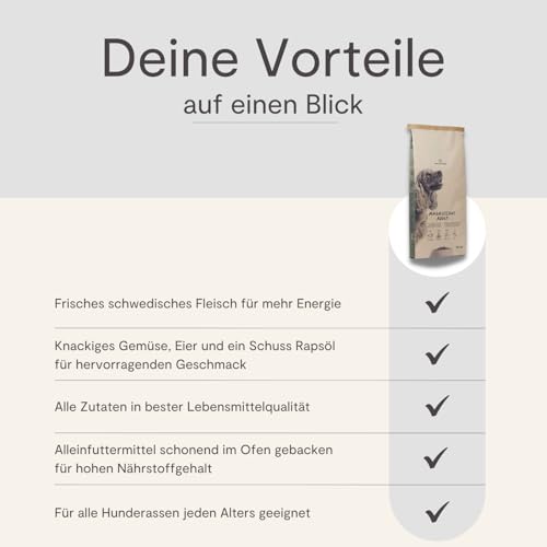 Magnusson Adult (1 x 14kg) Hundetrockenfutter für Erwachsene Hunde Aller Rassen Alleinfuttermittel Hoher Anteil an frischem Fleisch Ofengebacken