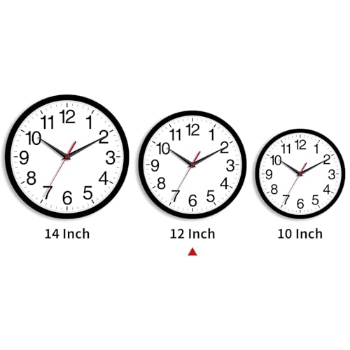 Rohioue 12 Inch Wall Clock Modern Battery Operated Silent Non Ticking Analog for Bedroom Office Living Room Home Kitchen Bathroom(Black)
