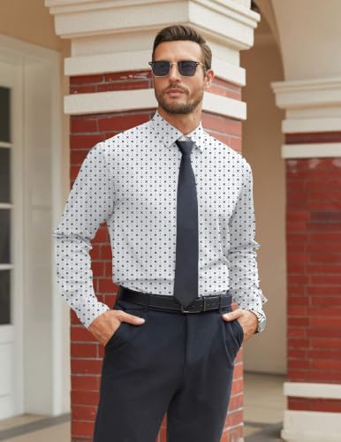 Image of COOFANDY Mens Stretch Dress Shirts Long Sleeve Button Down Shirt Regular Fit Formal Business Shirts