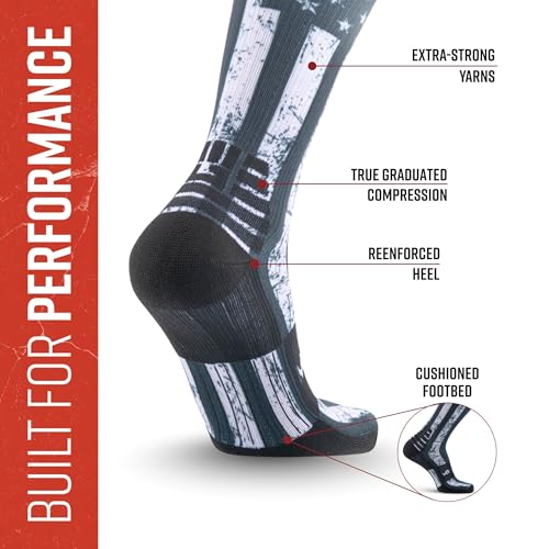 Image of MudGear Graduated Compression Socks, Durable, Sweat-Resistant OCR Performance Socks with Cushioned Footbed, Made in USA