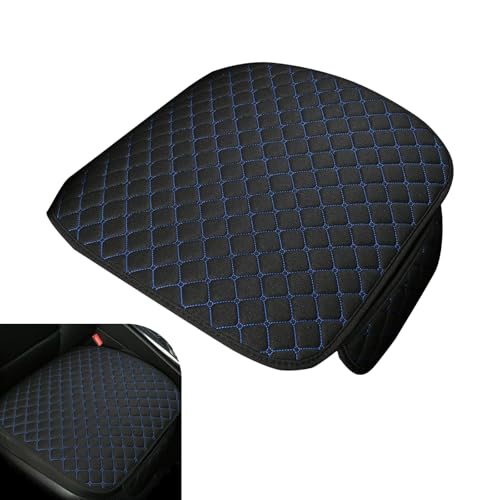 Hugwits Car Seat Cover, Breathable Linen Car Seat Cushion for Seasons, Anti-Slip Driver and Passenger Seats Pads with Storage Pockets, Universal for Most Cars (Black)