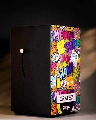 Image of Snare Cajon Drum Box - Adjustable Snare Jambox, Portable Travel Instrument for Beginners & Pros - Wooden Cajon Box Music Instrument (H:43cm x W:26cm x L:26cm)(Meow)