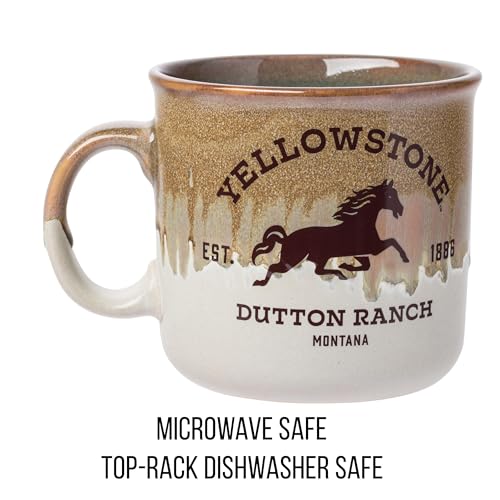 Silver Buffalo Caneca de cerâmica esmaltada reativa Yellowstone Dutton Ranch Silo, 590 ml