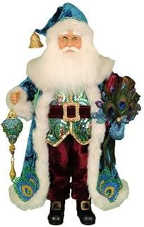 Karen Didion Originals Peacock Santa Figurine, 19 Inches - Handmade Christmas Holiday Home Decorations and Collectibles