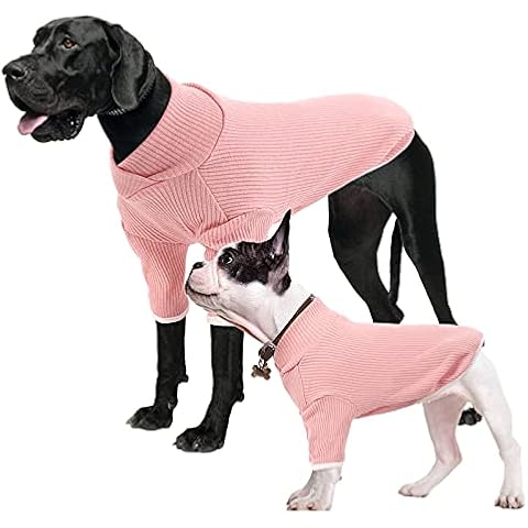Queenmore Dog Pajamas Sleeping Suit Pet Anxiety Relief Onesie Soft and Stretch Rib Knit Shirt for Small, Medium, Large Dogs XX-Small to XXX-Large, (Pink, XX-Small) Cover
