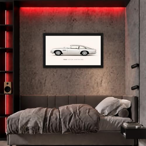 Image of 1963 DB5 Classic Sports Car Premium Framed Wall Poster (12x18 Inch) | Vintage Luxury Automobile Wall Art | Retro Car Decor for Garage, Man Cave, Office, Bedroom & Car Enthusiast Gift