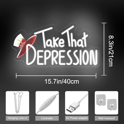 Image of Take That Depression Duck Neon Sign, Hazbin Hotel wall art, Lucifer,Hazbin Hotel Fan Art, Depression Duck,Best Dad Lucy, Lucifer Morningstar, 16.5 inchx8.7 inch