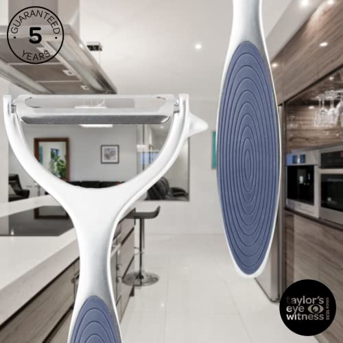 Premium Y Shaped Vegetable Peeler - Taylors Eye Witness, Great Kitchen Gadget, With Sturdy Zinc Aluminum Construction With Shiny Silver Colour, Glides Easily Over Apple, Carrot Or Potato, Denim Blue #TOP4