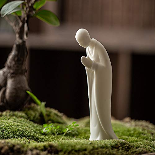 KJYHXX White Porcelain Zen Buddha Statue - Creative Monk Figurine Ceramic Craft - Minimalist...