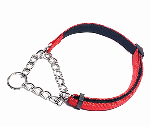Puroayet Martingale Collar For Dogs Reflective Nylon Dog Training Collars Soft Padded No Pull Adjustable Collars Stainless Steel Chain Collar For Large/Medium/Small Dogs,With A Gift Box(Red,S) #TOP4