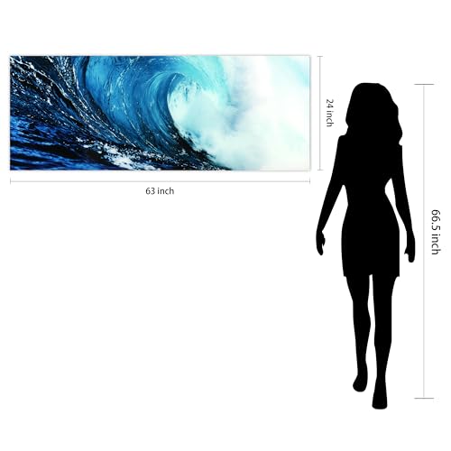 Empire Art Direct Blue Wave 2 Frameless Free Floating Tempered Glass Panel Graphic Wall Art, 24" x 63" x 0.2", Ready to Hang - Image 9