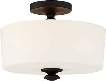 Crystorama Travis 2 Light Black Forged Semi Flush Mount