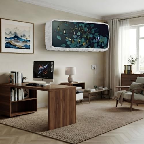 Image of Polyester Printed Air Conditioning Dust Cover Folding Designer Ac Cover For Indoor Split Ac 1.5 Ton (97X 31X 21 Cm ) (Green Pan)