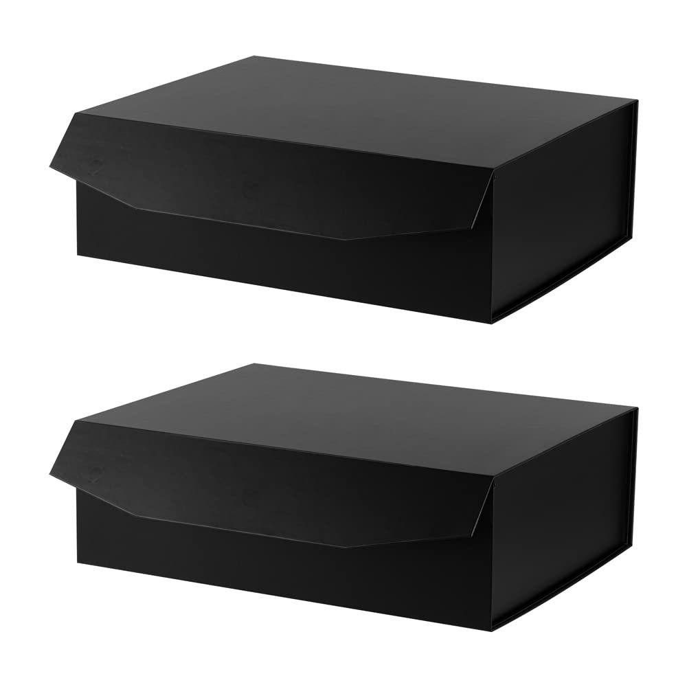 6 Pcs Matte Black Extra Large Gift Box with Lid, 16.5x13x5.3 Inches, Hard Magnetic Giant Gift Boxes for Presents Clothes Robe Wedding Dress Sweater,Reusable Foldable Bridesmaid Proposal Box