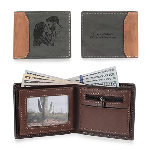 Custom Wallets for Men, Personalized Mens Wallet with Engraved Picture & Name Slim Leather Bifold Wallet Customized Photo Gifts for Men Dad Friend (color 4)3