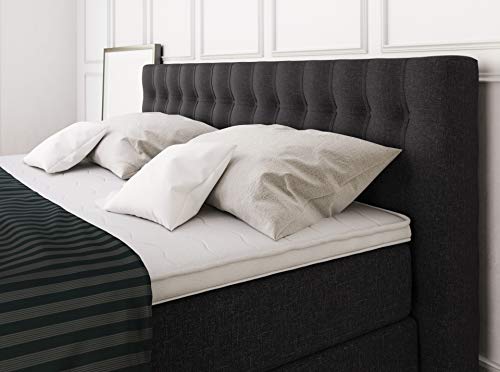 Betten Jumbo King Boxspringbett 180x200 cm 7-Zonen TFK Härtegrad H4 und Visco-Topper | Farbe Anthrazit | div. Größen verfügbar – Bild 7