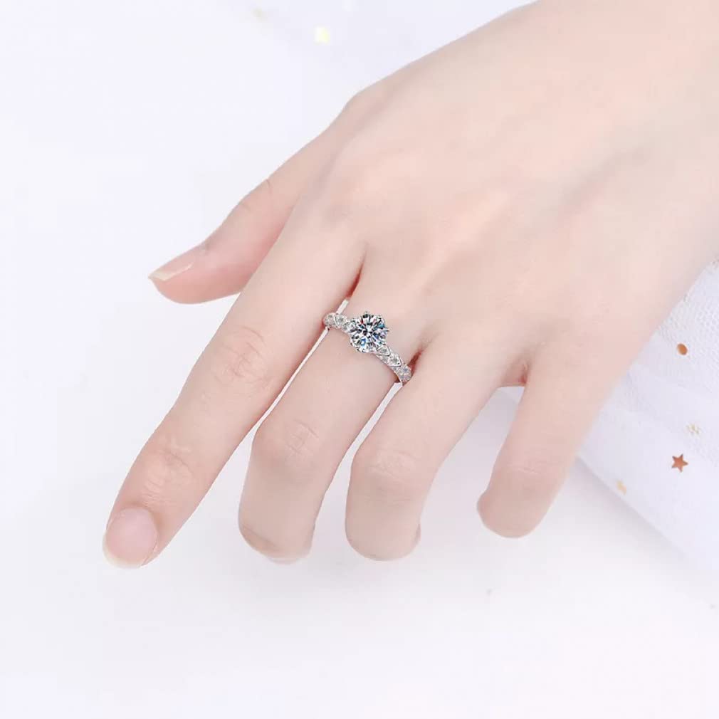 1CT 6.5MM Silberring mit S925 Super Flash Schmuck Hochzeit Frau Geschenk
