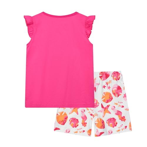 Image of HILEELANG Toddler Girl Summer Short Outfit Sets Cotton Short Sleeve Tops Tees Shorts Clothing Sets