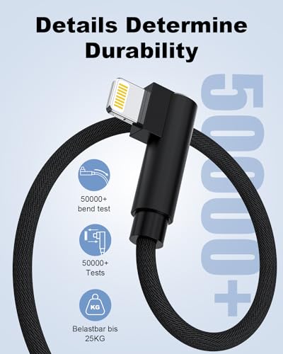 Image of Extra Long Phone Charger Cable 5M, [ MFFi CertIified ] 16ft 90 Degree Lightnning Cable, High Fast /Data Sync Phone Charging Cable Lead for Phone 14 /13 /12Pro /11Max /XS /XR /8 /7 /SE