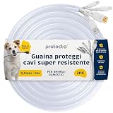 PROTECTO Guaine per Cavi per Animali Domestici – Pack 2 x 3 m/Ø 9 mm – Trasparenti, Ultra Resistenti, Flessibili, Inodori, Anti-Morso – Per Cavi Elettrici, USB, RCA, HDMI – Protezione Universale