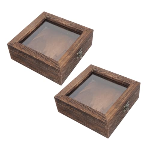 VALICLUD Vitrina de Madera Rústica para Exhibición de Especímenes de Insectos con Tapa Transparente, Caja Rectangular de Paulownia de 15x15x4,5 Cm, Resistente al Polvo, para Decoración