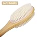 Shower Brush with Soft and Stiff Bristles,for Exfoliating Skin and A Soft Scrub,Double-sided Brush Head for Wet or Dry Brushing,Specially Long Wooden Handle Cleans the Body Easily