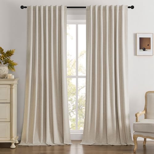 BSfullts Blackout Curtains for Bedroom Living Room 92 Inch Long Linen