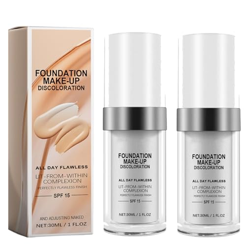 Base Que Cambia De Color, Maquillaje de Base Que Cambia de Color, Base Impecable para Todo el Día, Base Hidratante Impermeable y Ligera de Larga Duración, Resistente al Agua, Corrector