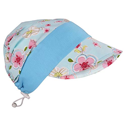 MeloBabyKids Langlebige Mädchen Schirmmütze, großes Sonnenschild, verstellbar, Ohrenschutz, 100% Baumwolle, Wolke (49, Blau) Cover
