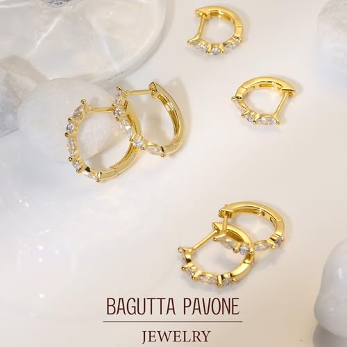 3/5 Pairs Cubic Zirconia Huggie Hoop Earring for Women 925 Sterling Silver Small Hoop Earrings 18K Gold Plated Hypoallergenic Small Huggie Hoop Earrings Set for Women2