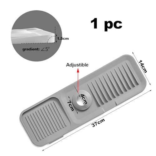 CUIDAKJ-37-x-14-cm-Alfombrilla-para-GrifoAtrapar-GotasTapete-Grifo-de-CocinaProtector-contra-SalpicadurasAlmohadilla-de-Secado-de-AguaTapete-Silicona-Fregadero-con-Drenaje-para-Encimeras-Gris