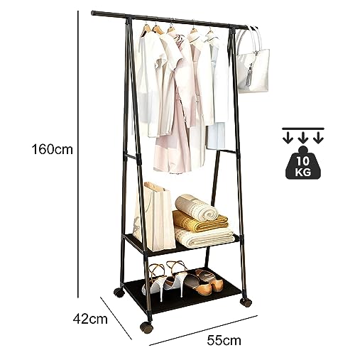 Arara Organizador De Roupa Cabideiro Guarda Sapateira Cabide Multiuso Cor:Preto