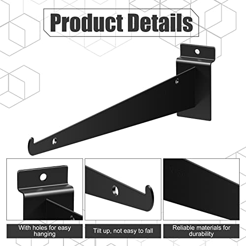 Oudain Slatwall Knife Shelf Bracket Shelf Brackets For Slatwall 12 Inch Shelf Bracket With Lip Heavy Duty Shelf Slatwall Accessories For All Slat Panels (Black, 10 Pcs) #TOP2
