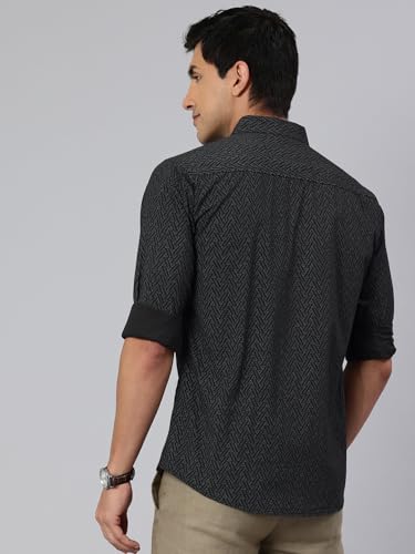 Image of Majestic Man Custom Geometric Printed Pure Cotton Slim Fit Casual Shirt